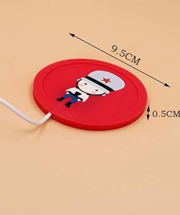 2 stuks draagbare cartoon siliconen USB-verwarmde onderzetter